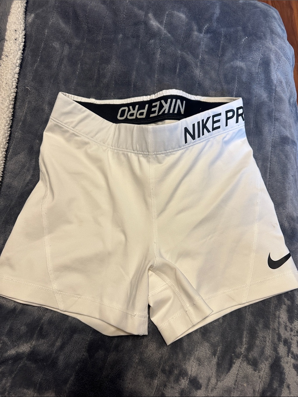Nike White Pro Women’s Bike Shorts with Black Logo